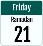 Hijri date 21 Ramadan 1446